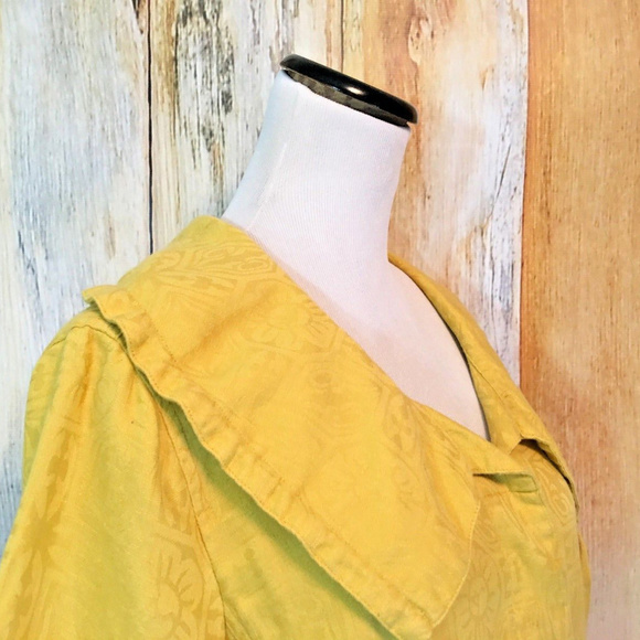 Coldwater Creek Jacket Mustard Yellow Linen sz 12 - Picture 2 of 4